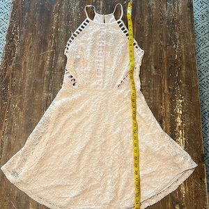 Lace overlay peach dress
